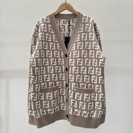 Fendi Knitting Cardigan Sweater Brown