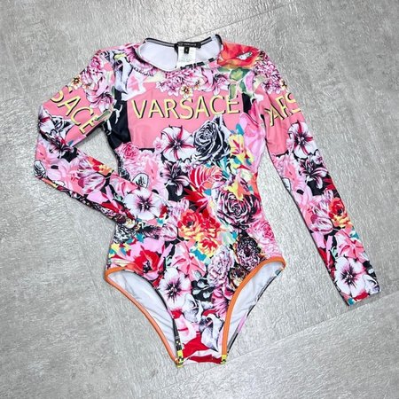 Versace Pink Rose One-Piece Swimsuit