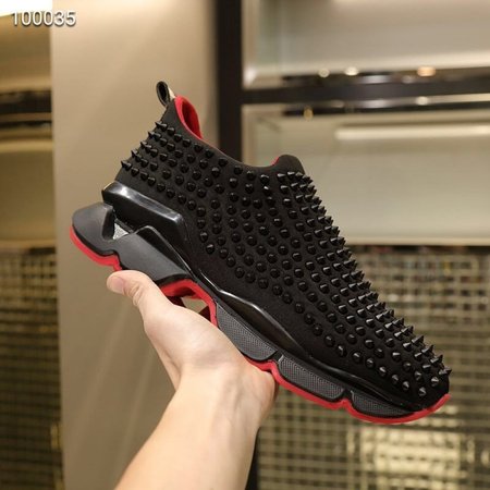 Christian Louboutin Spike Sock Black Red Sneaker