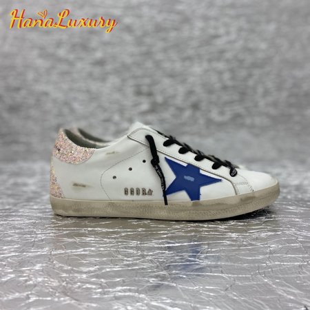 Golden Goose Super-Star White Black Cream Glitter for Women