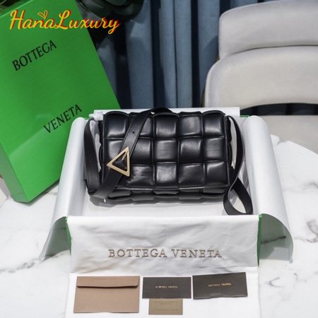 Bottega Veneta Padded Intreccio Cassette Crossbody Bag Black