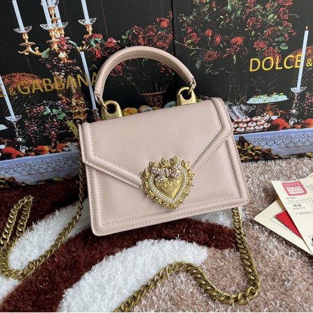 Dolce & Gabbana Small Smooth Calfskin Devotion Bag Pink