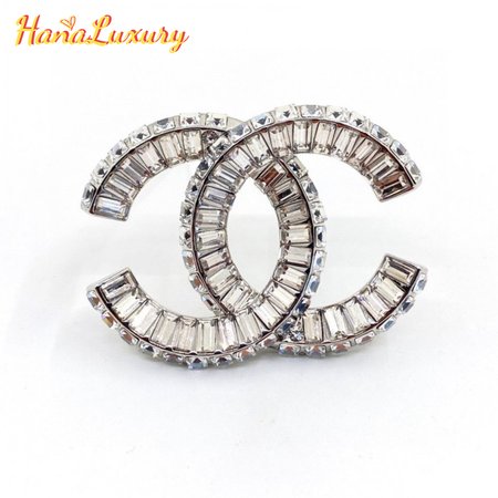 Chanel Strass CC Brooch Silver