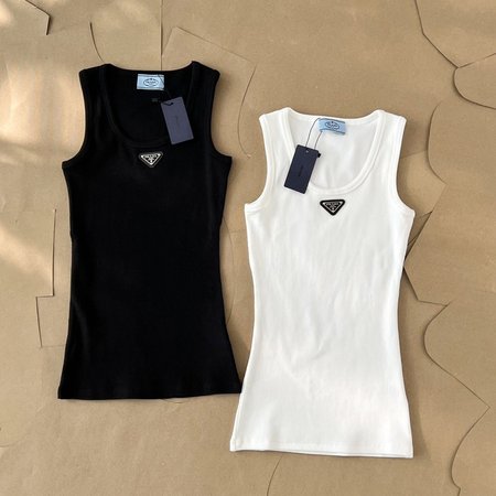 Prada Cotton Tank Top Black White