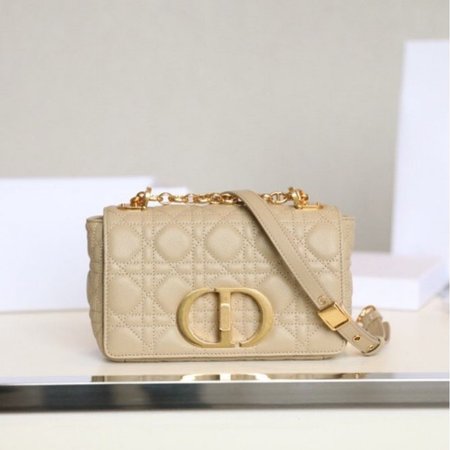 Small Dior Caro Bag Beige Soft Calfskin Cannage