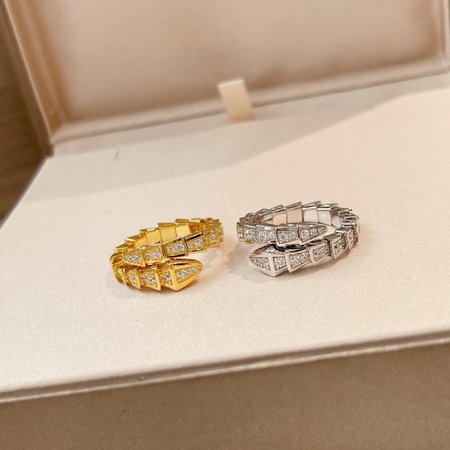 Bulgari Full Diamond Snake Bone Ring