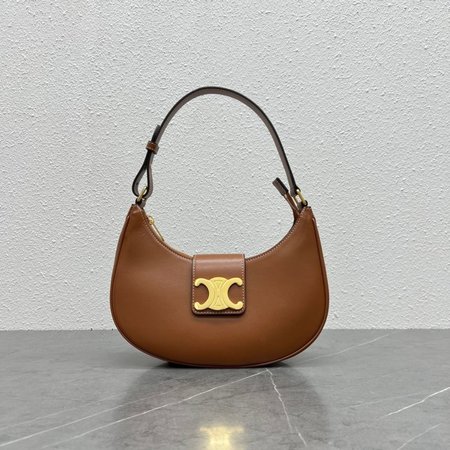 Celine Ava Triomphe Soft Bag In Smooth Calfskin Tan