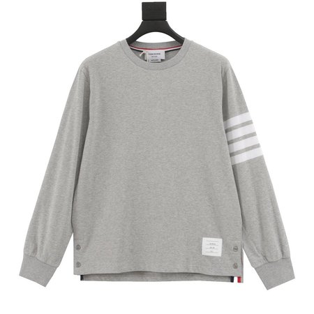 Thom Browne L/S Rugby Tee - Light Grey