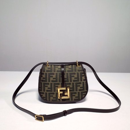 Fendi C Mon Small Brown FF Jacquard Fabric Bag