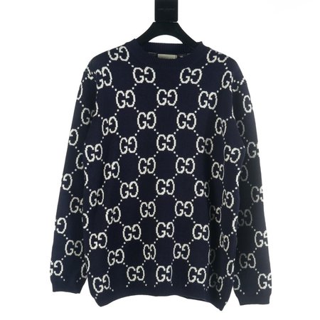 Gucci GG All Over Crewneck Sweater Navy