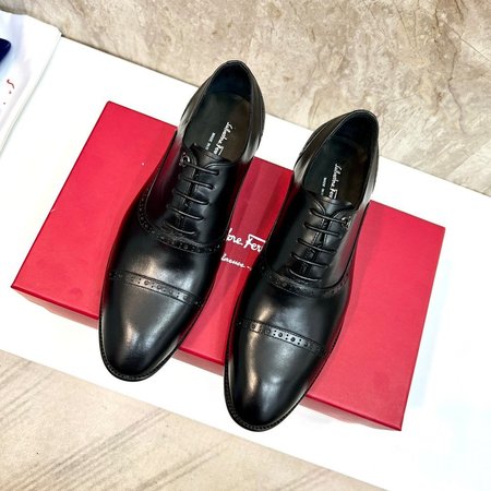 Salvatore Ferragamo Boston Black Cap Toe Loafers