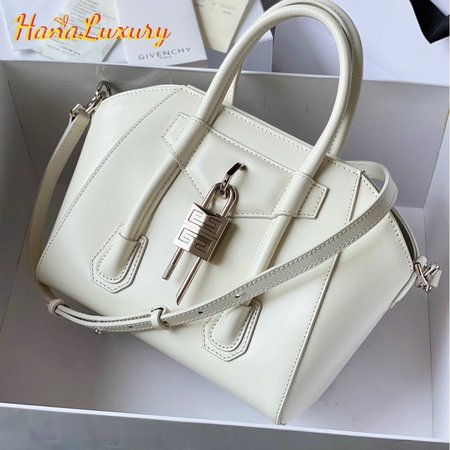 Givenchy Mini Antigona Lock Bag In Box Leather Ivory