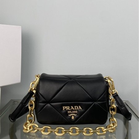 Prada System Nappa Patchwork Shoulder Bag Black 1BD292