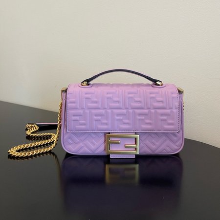 Fendi Baguette Chain Midi Lilac Nappa Leather Bag Purple 8BR793AH9CF1HO5