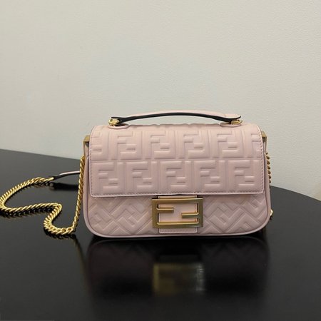 Fendi Baguette Chain Midi Pink Nappa Leather Bag