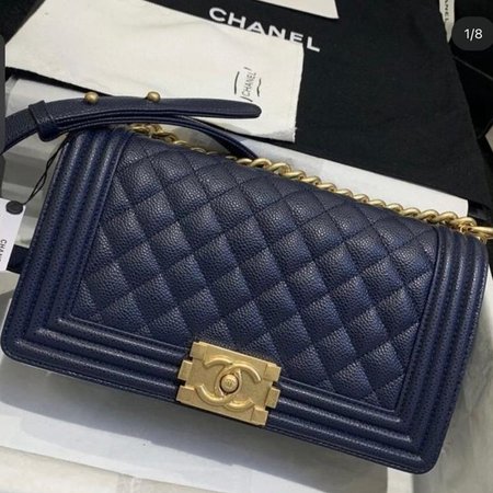 Chanel Boy Navy Blue Caviar Bag