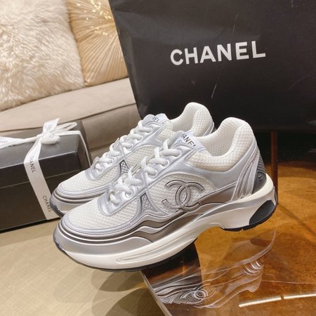 Chanel Sneakers Fabric & Laminated White/Silver 35-41