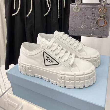 Prada Double Wheel Nylon Gabardine Sneakers White 35-40