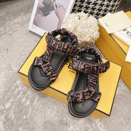 Fendi Feel Brown Satin Sandals 35-40