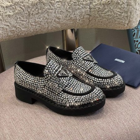 Prada Satin Loafers With Crystals 35-41